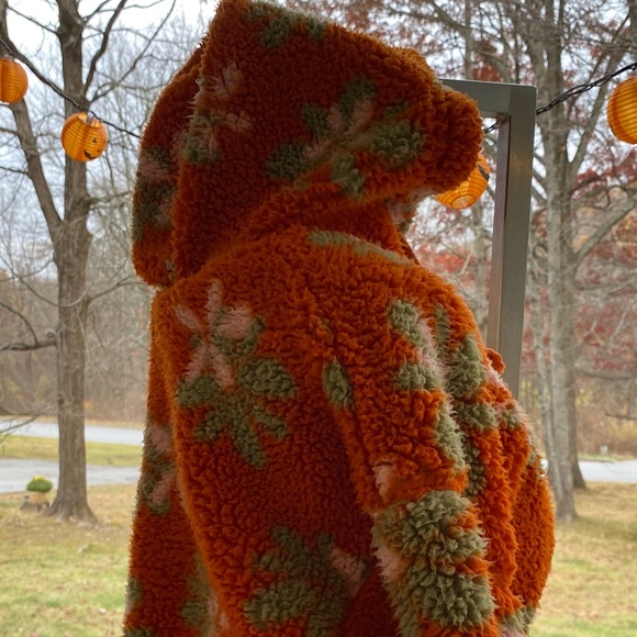 PascSun Floral Orange Fuzzy Cropped Hoodie - Picture 11 of 14